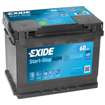 EXIDE START-STOP AGM 12V 60Ah 680A, EK600