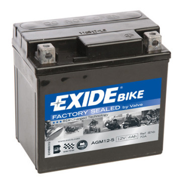 Exide Bike GEL/AGM - Factory Sealed 12V 4Ah 70A, AGM12-5